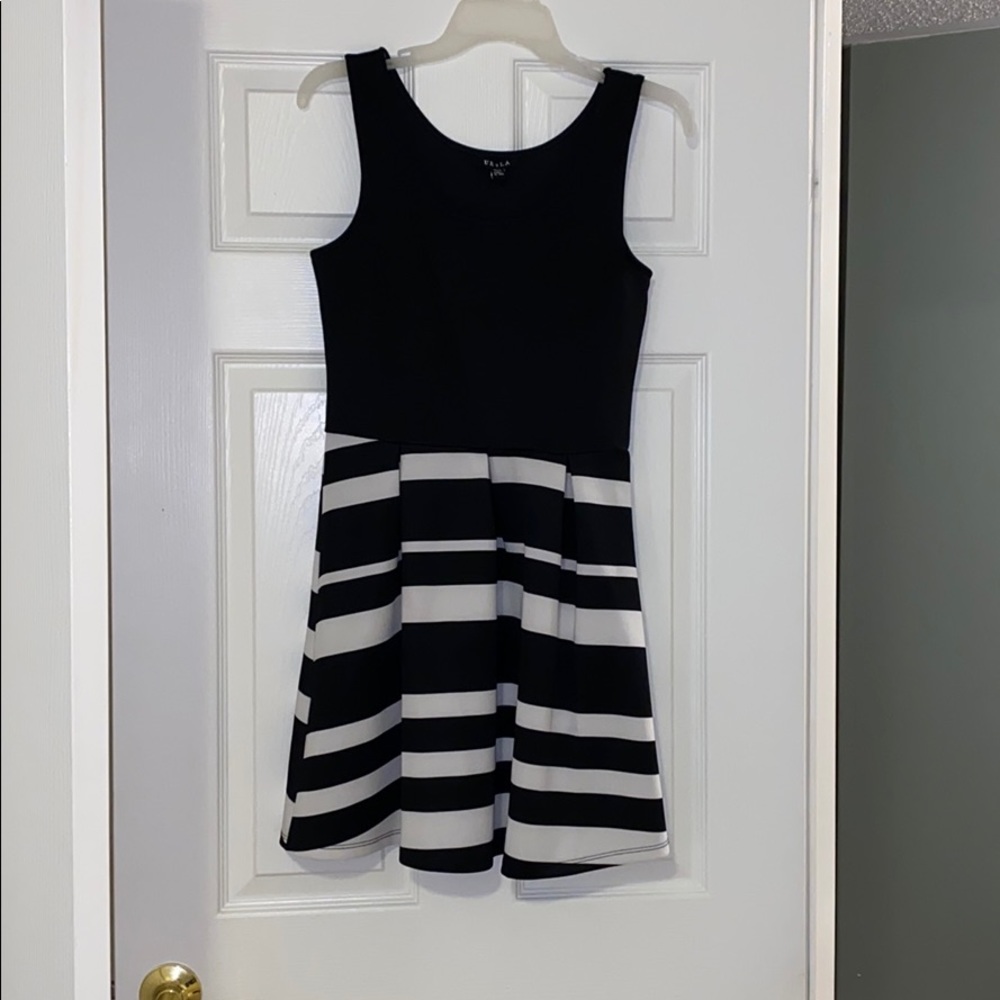 Black and white strip dress
